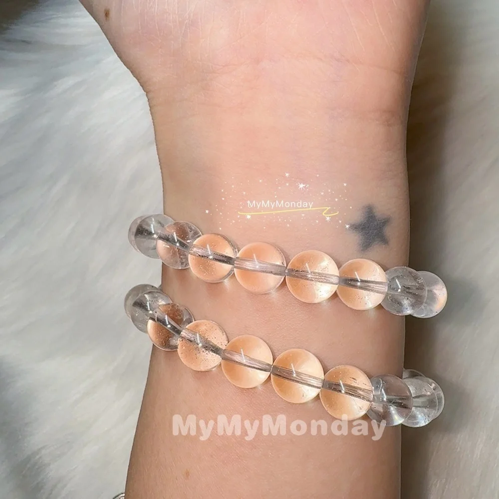 Clear Quartz with Butterfly Cherry Blossom Agate Bracelet 9mm